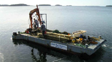 Mooring installation and winterizing with our barge